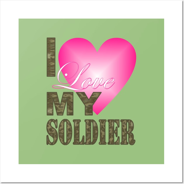 1980s camo camouflage I Love My Soldier Military Family Wall Art by Tina